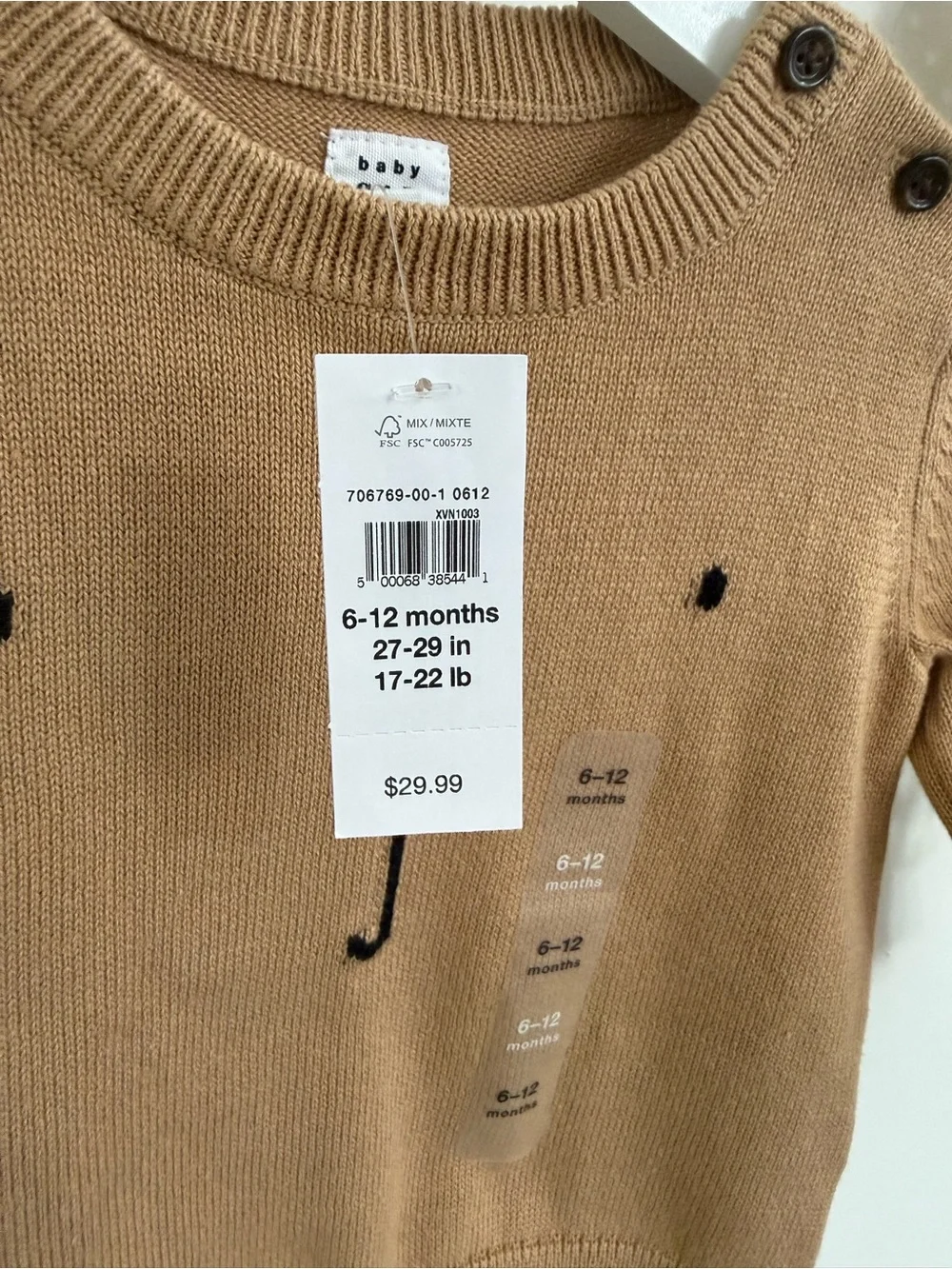 GAP - 6-12m - NWT bear sweater
